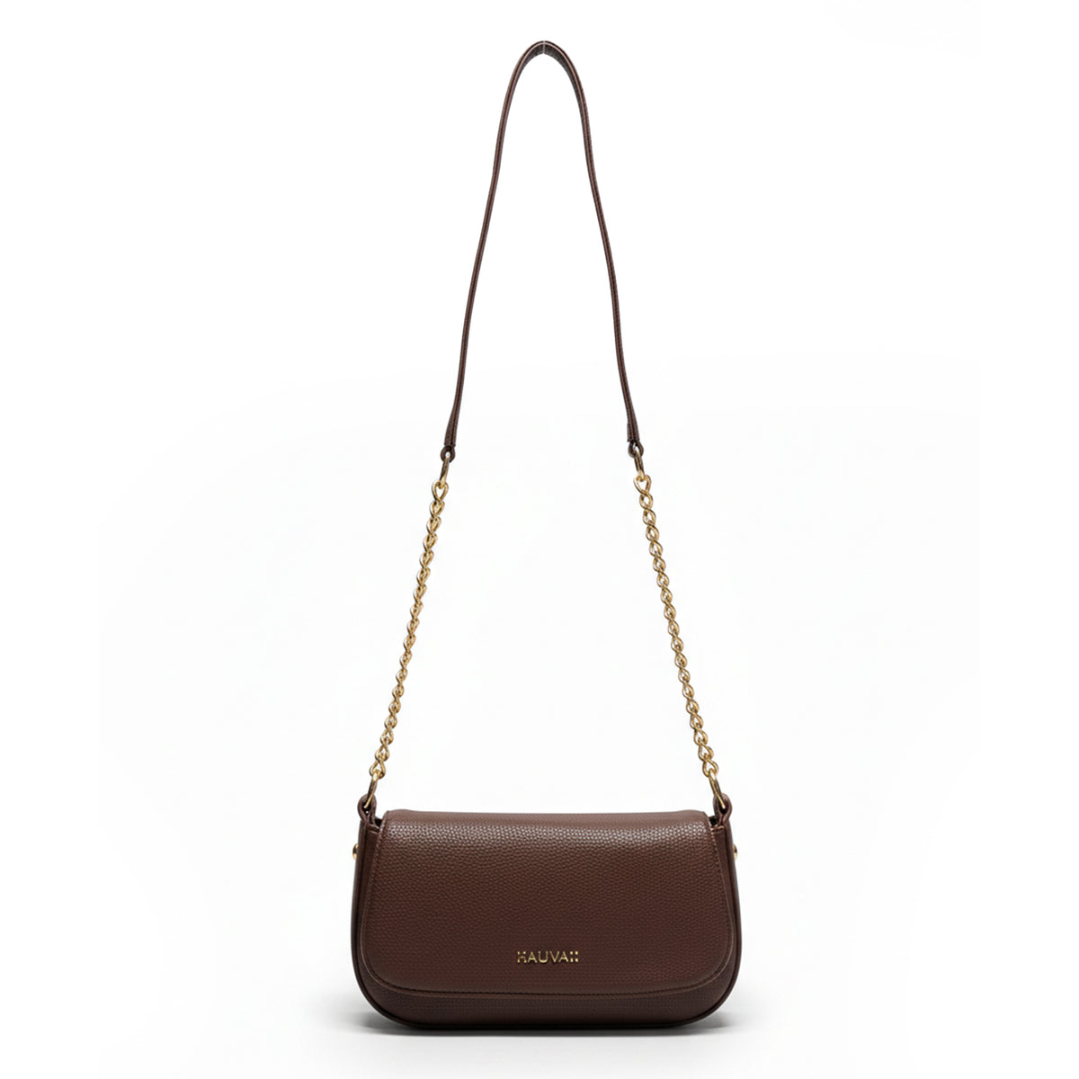 Elegant Textured Flap Shoulder Bag with Gold Chain Strap