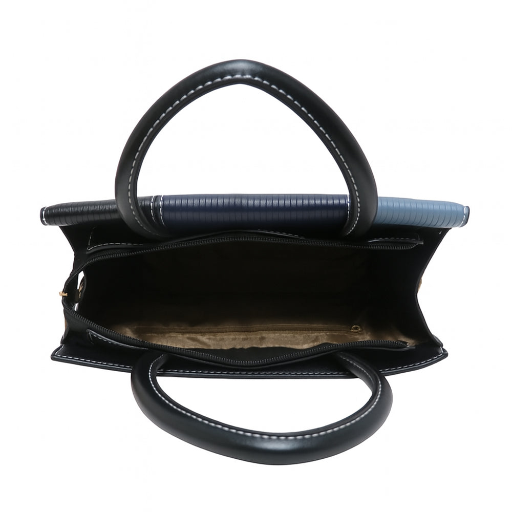 Elegant Striped Flap Top Handle Handbag