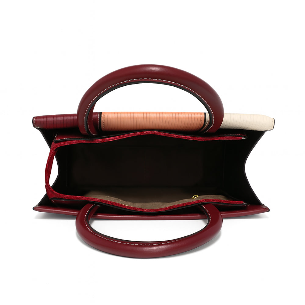 Elegant Striped Flap Top Handle Handbag