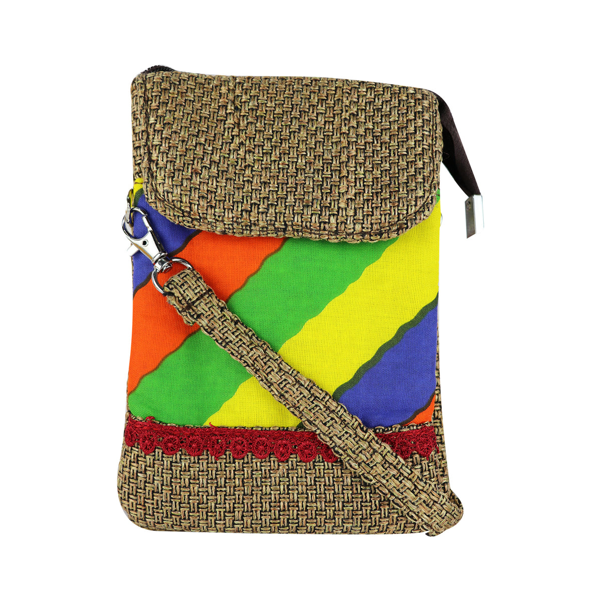 Sling Bag with Woven Flap Stylish Crossbody Casual Shoulder Bag