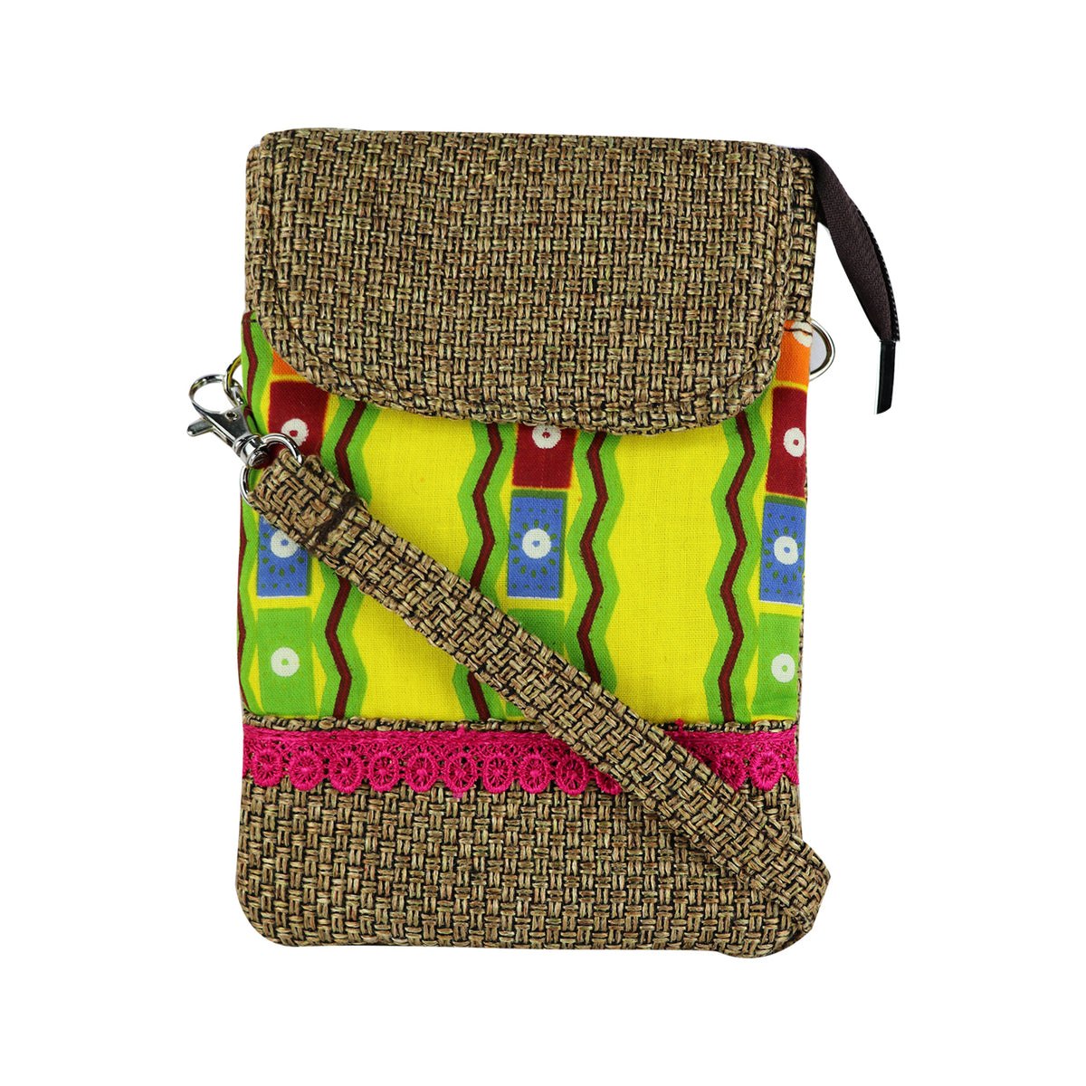 Sling Bag with Woven Flap Stylish Crossbody Casual Shoulder Bag