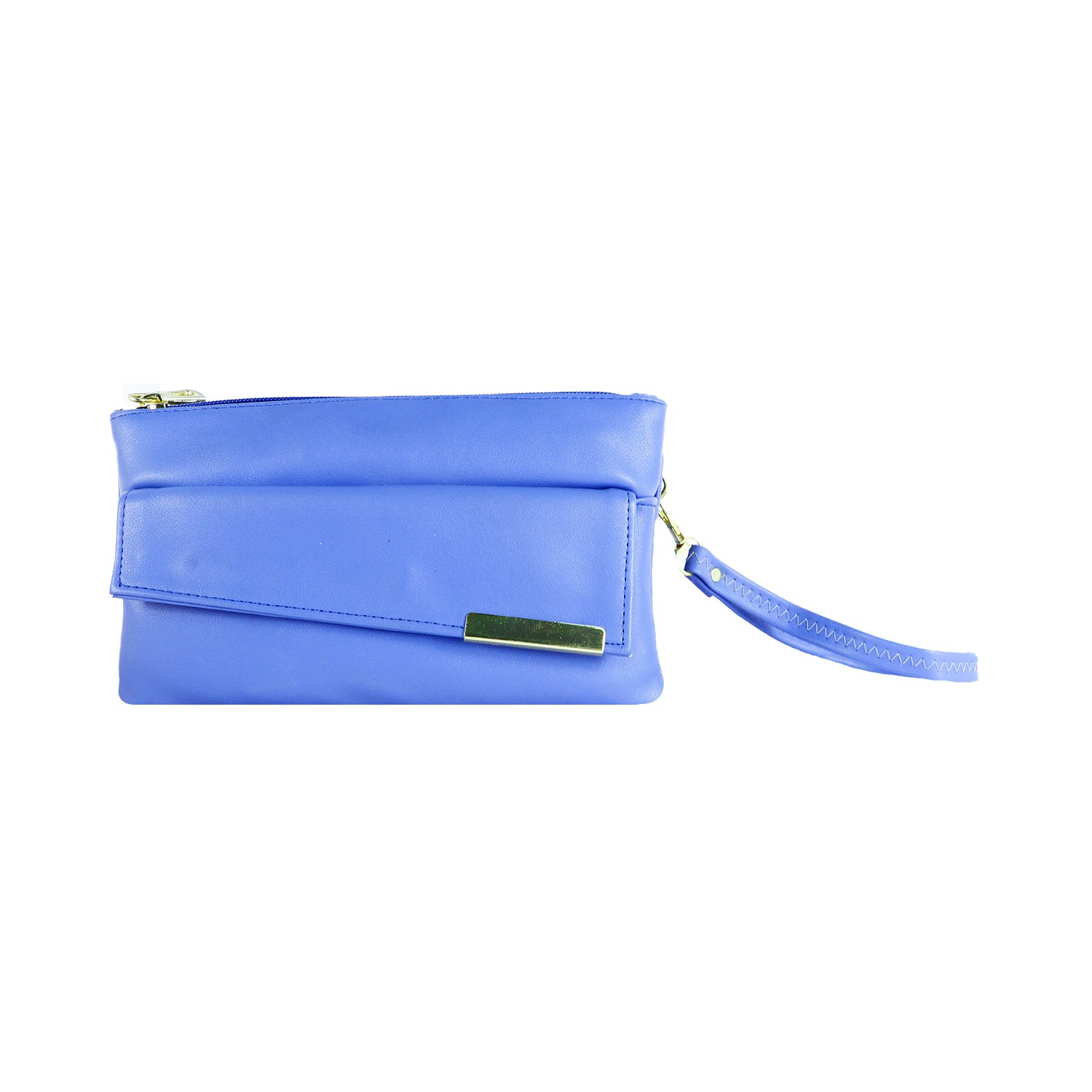 Clutch Bag with Zipper Compartments Stylish Hand Pouch Wallet - Blue
