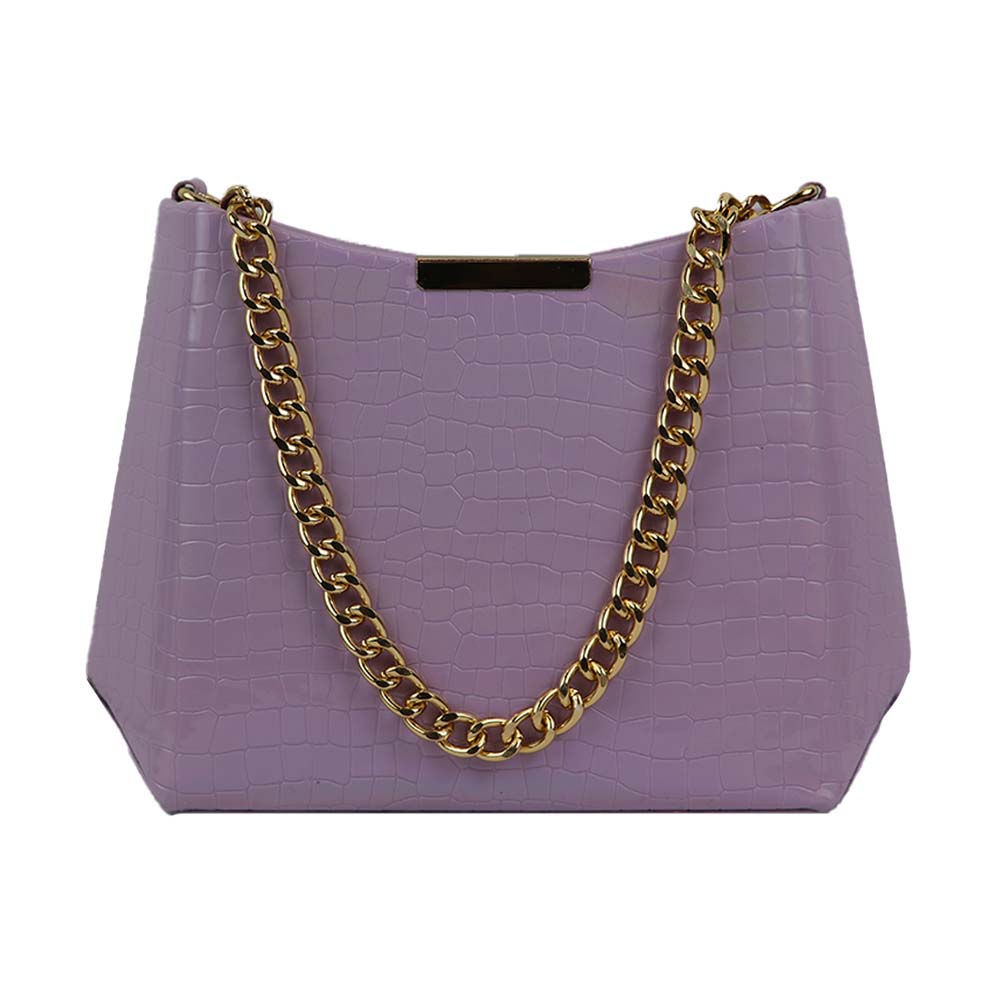 Texture Chain Strap Handbag with Detachable Sling Strap Stylis