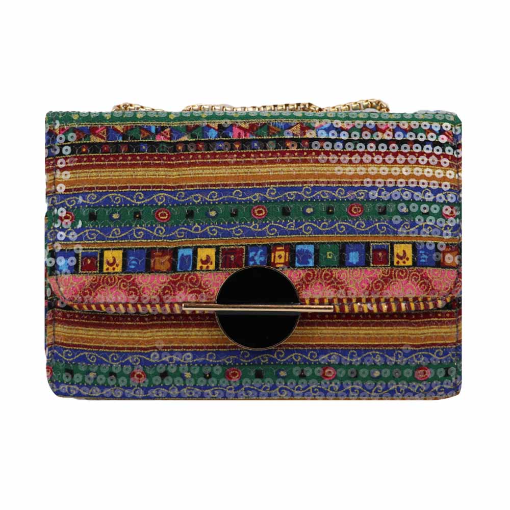 Clutch Bag with Gold Chain Strap Stylish Party Handbag