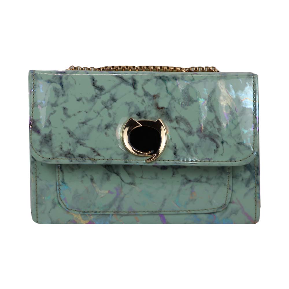 Clutch Bag with Gold Chain Strap Stylish Party Handbag - Green