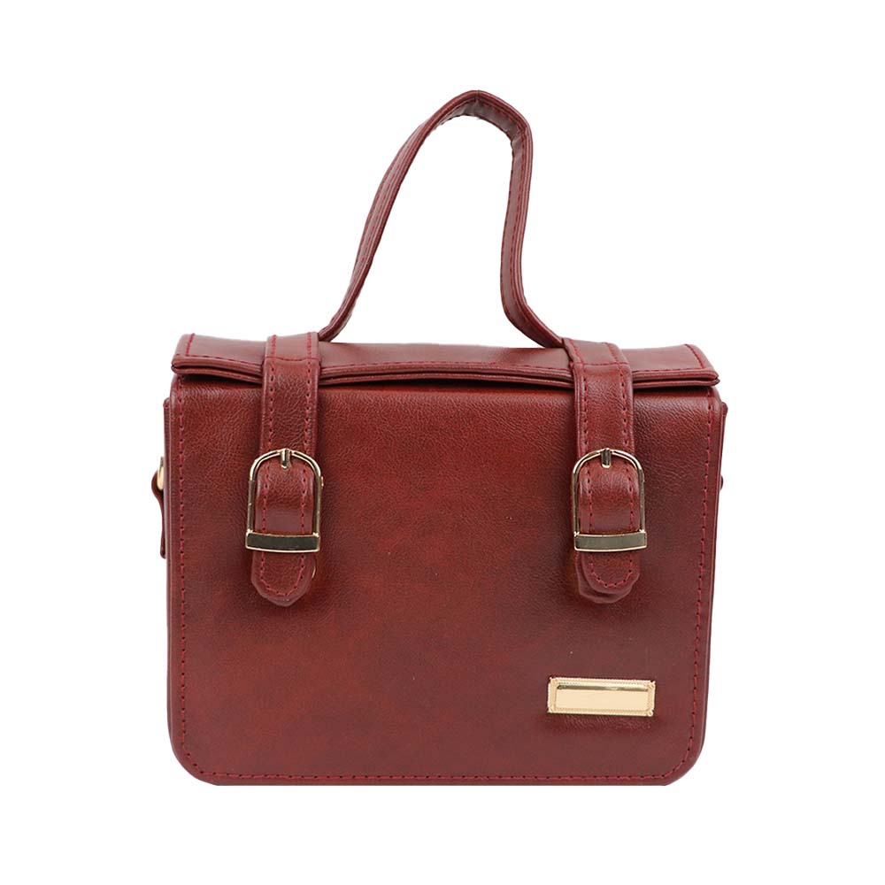 Satchel Handbag with Top Handle and Detachable Sling Strap Stylish - Brown