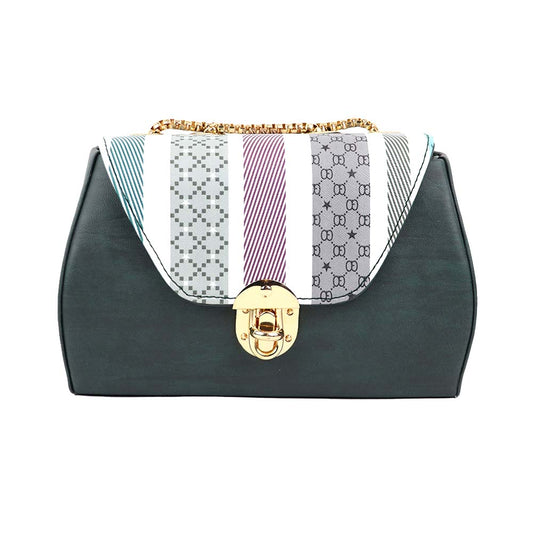 Chain Strap Sling Bag with Pattern Flap bag