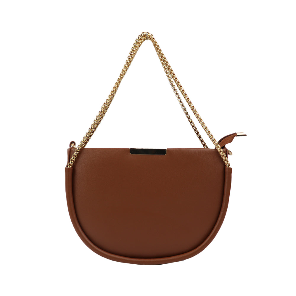 Semi Circle Sling Bag with Gold Chain Strap
