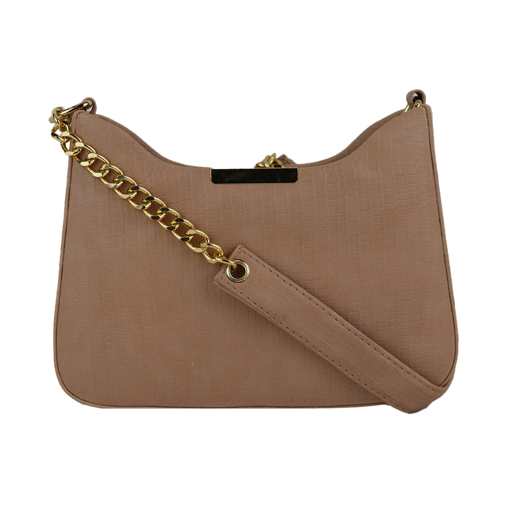 Texture Sling Bag with Gold Chain Strap