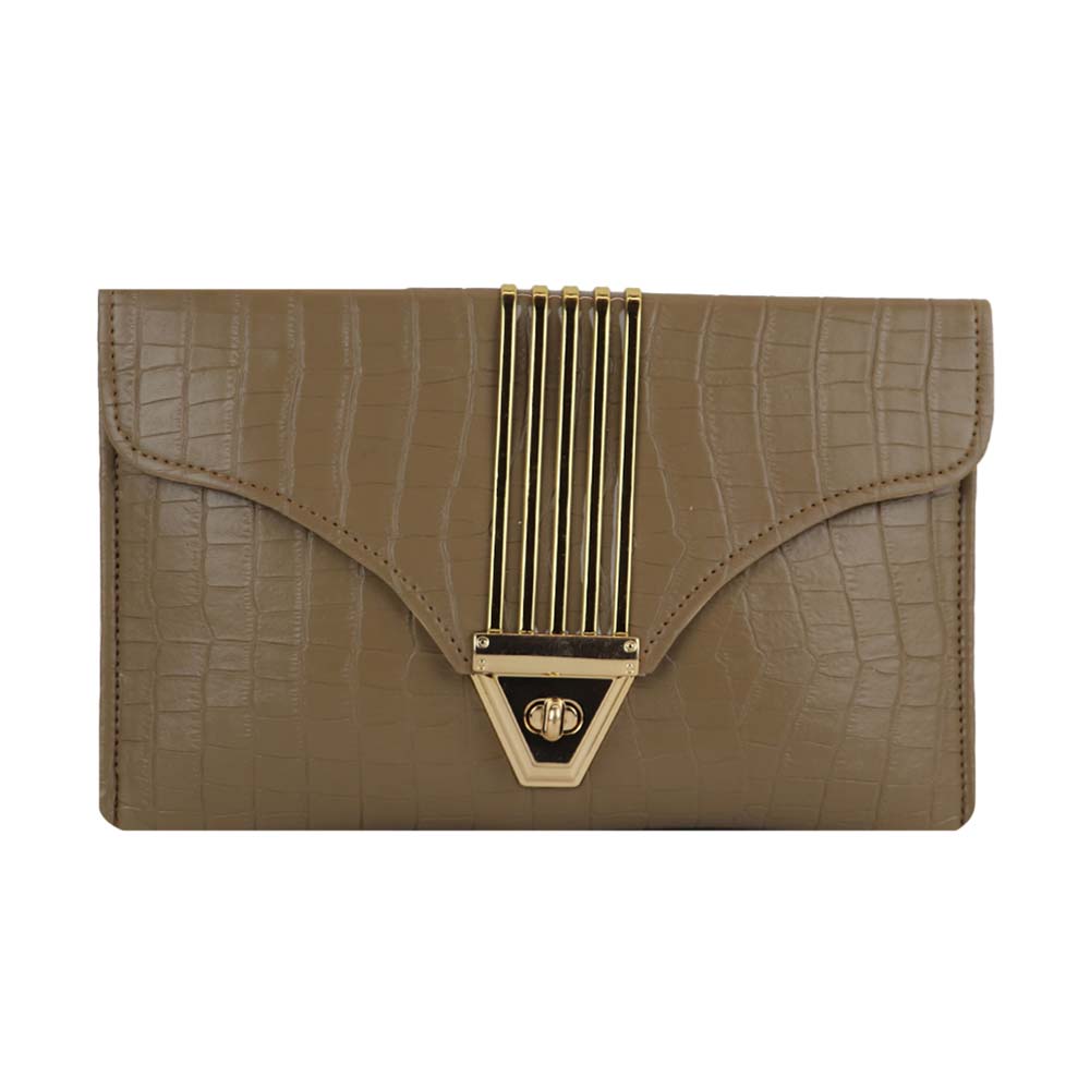 Texture Clutch Sling Bag with Gold Chain Strap Party clutch