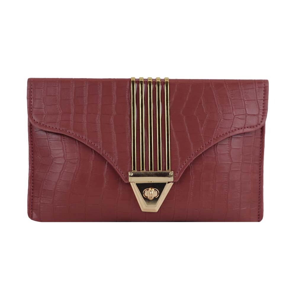 Texture Clutch Sling Bag with Gold Chain Strap Party clutch