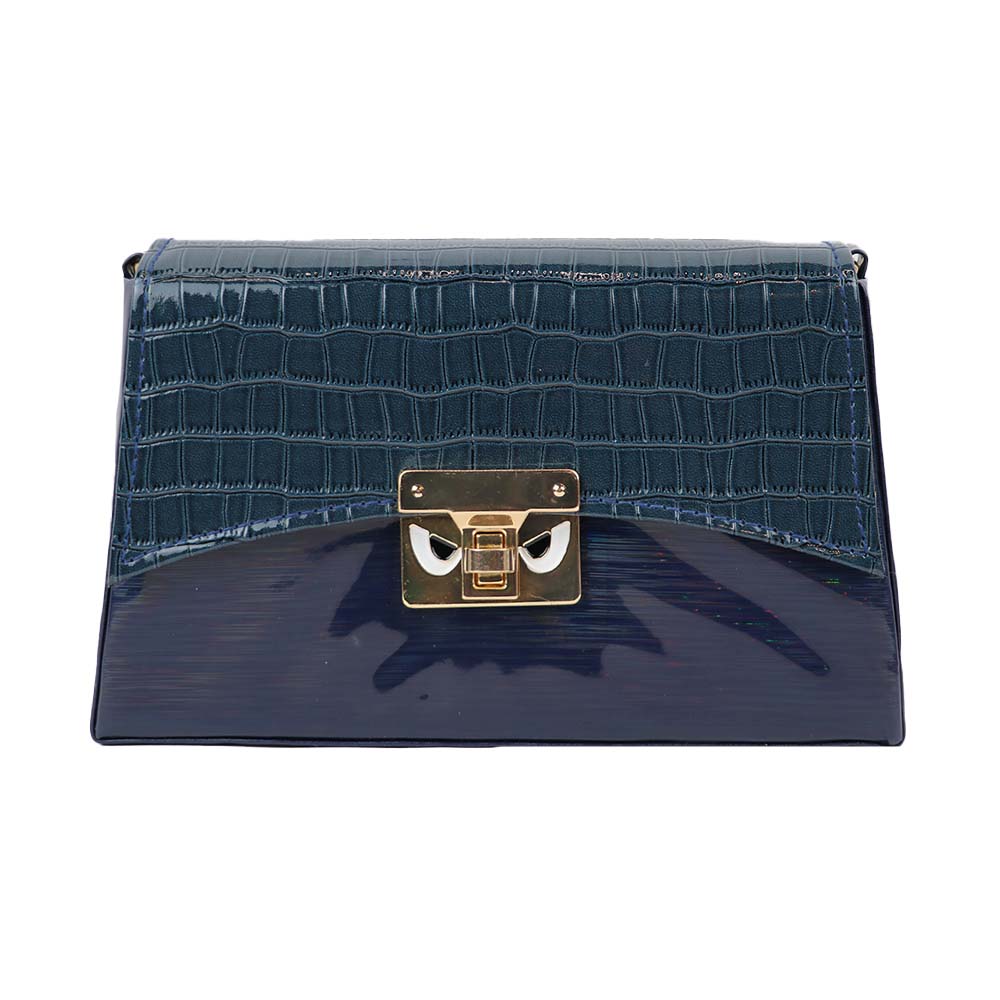 Texture Sling Bag with Gold Chain Strap