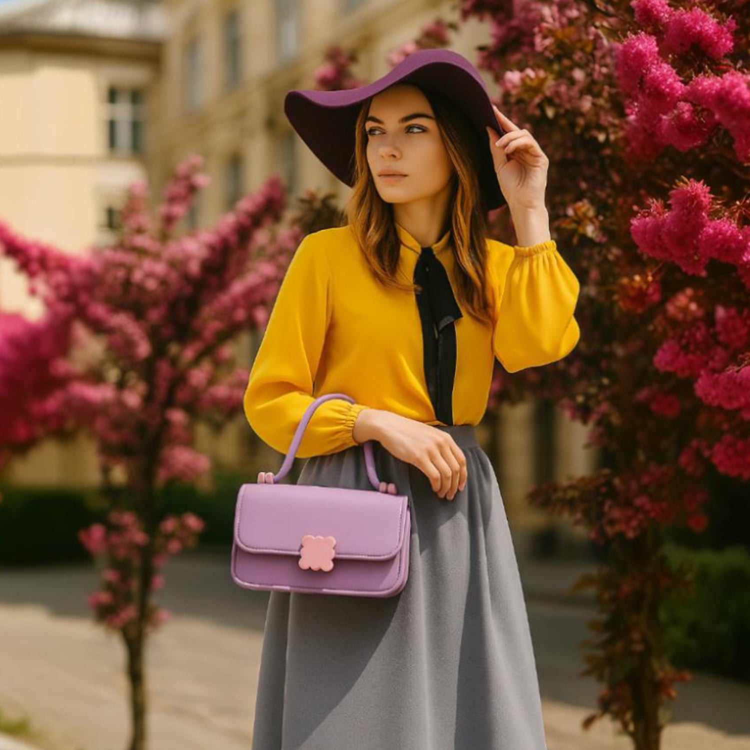 Wave Luxe Handbag - Purple