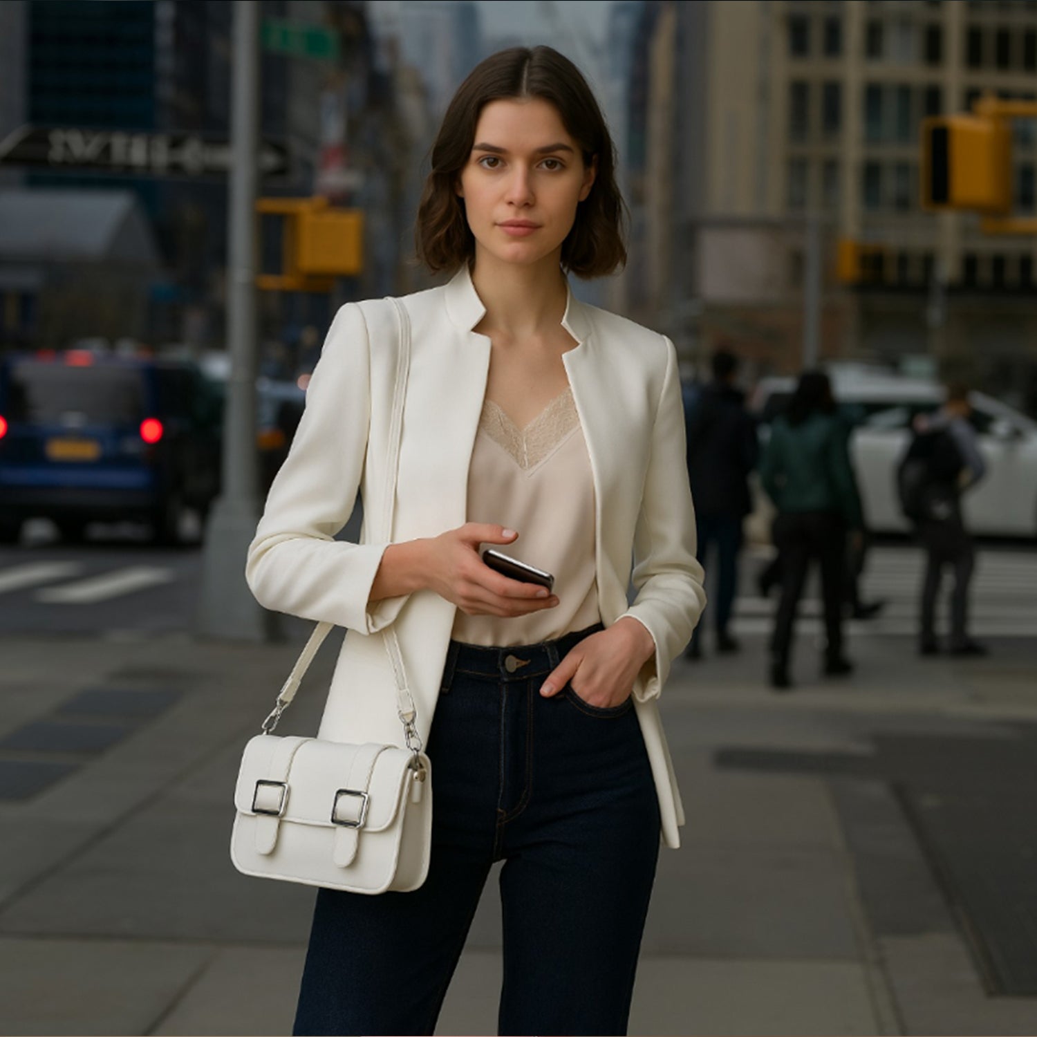 Buckle Crossbody Bag - White