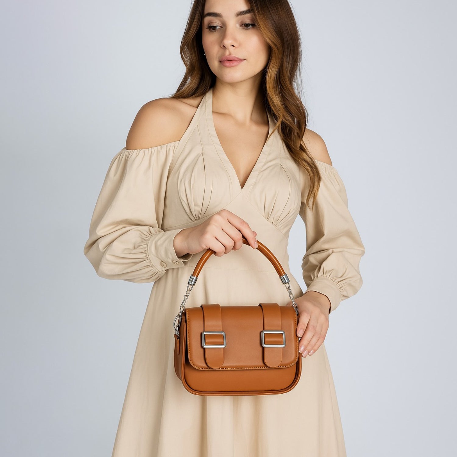 Buckle Crossbody Bag - Brown