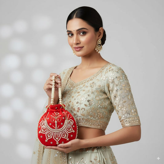 Pearl-Embroidered Potli Bag – A Royal Festive Essential