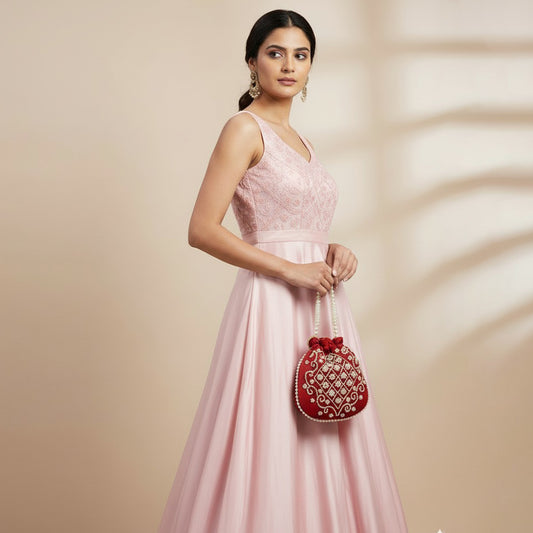 Pearl-Embroidered Potli Bag – A Timeless Ethnic Charm