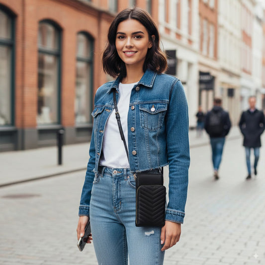 Black Quilted Multi-Compartment Crossbody Sling Bag