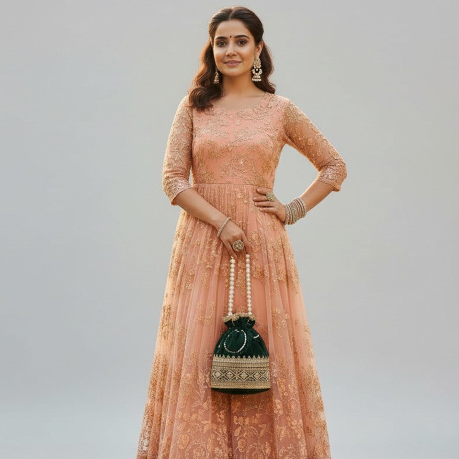 Embroidered Potli Bag – Royal Elegance - Embrald Green