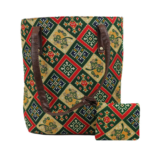 Printed Tote Bag for Women with Matching Pouch | Spacious Everyday Handbag