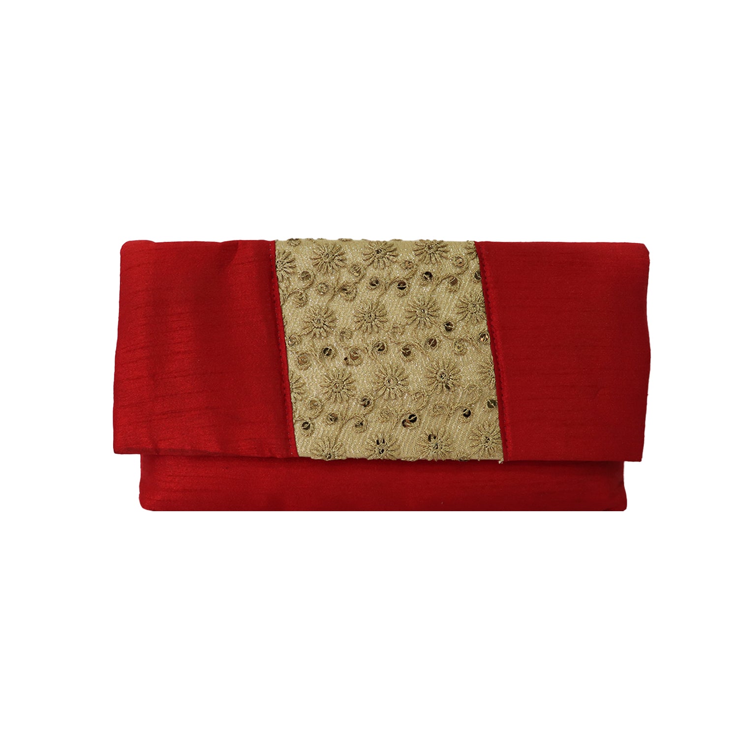 Women’s Woven Flap Clutch with Detachable Chain Strap - Red