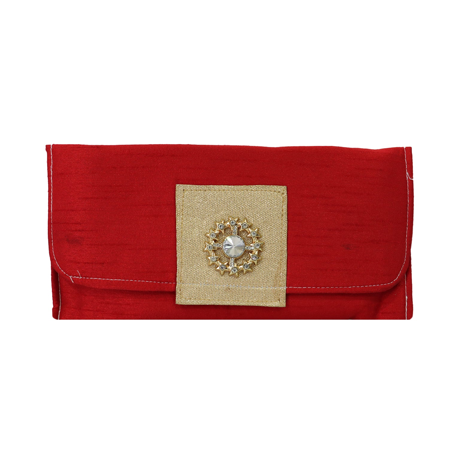 Women’s Woven Flap Clutch with Detachable Chain Strap - light red
