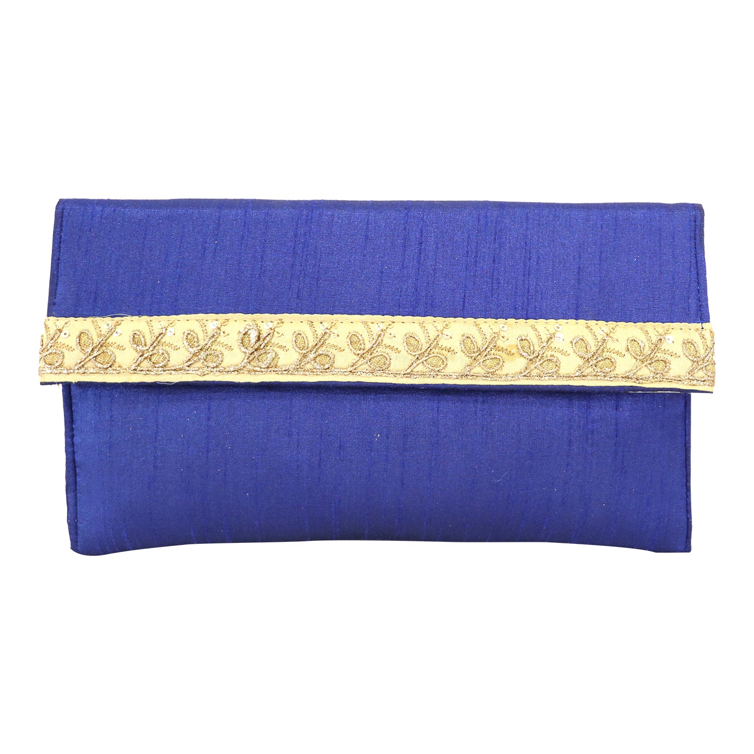 Women’s Woven Flap Clutch with Detachable Chain Strap - Dark Blue