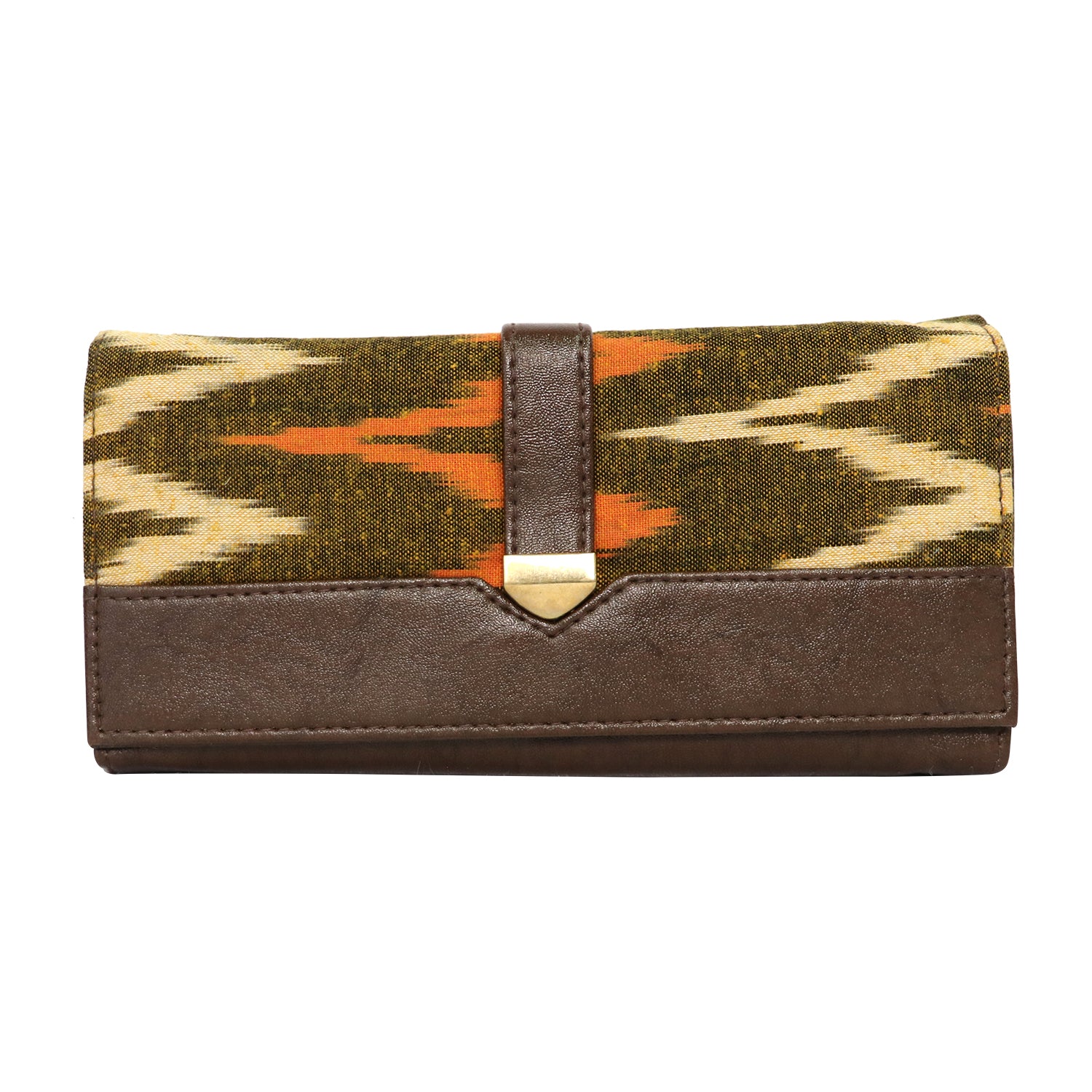 Women’s Woven Flap Clutch with Detachable Chain Strap - Brown
