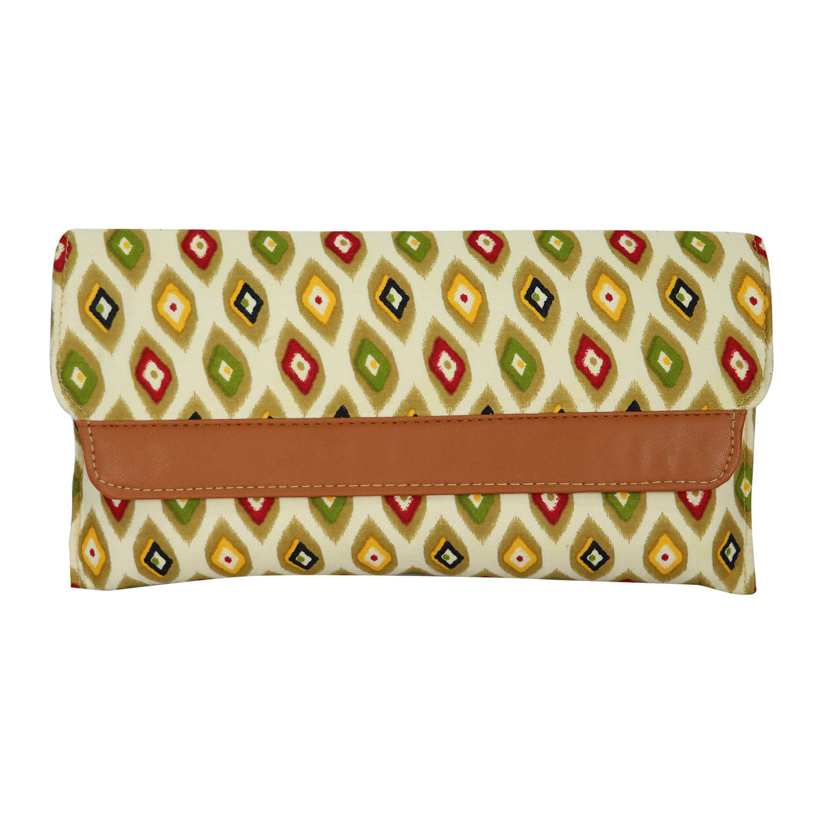 Women’s Woven Flap Clutch with Detachable Chain Strap