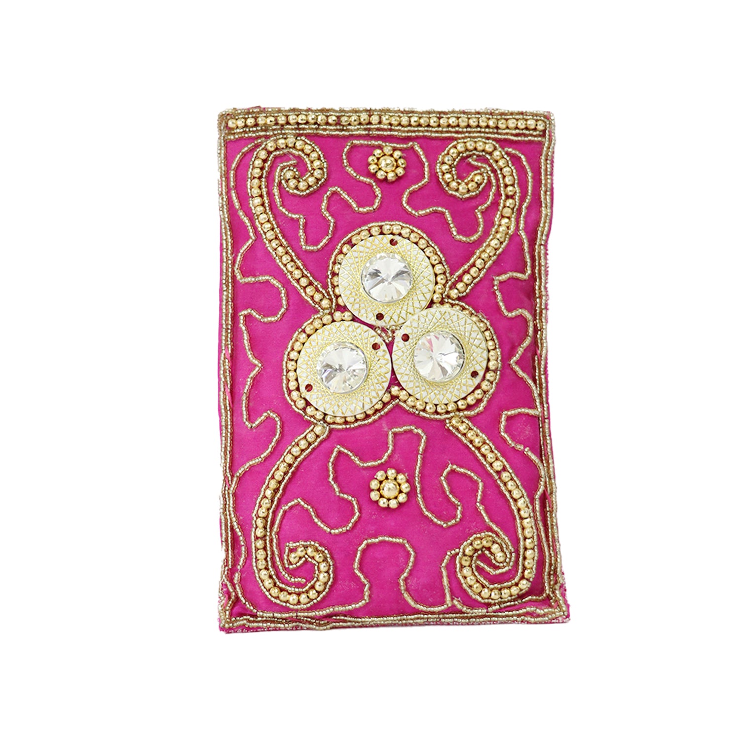 Women’s Embellished Mobile Pouch with Bead Work - Pink