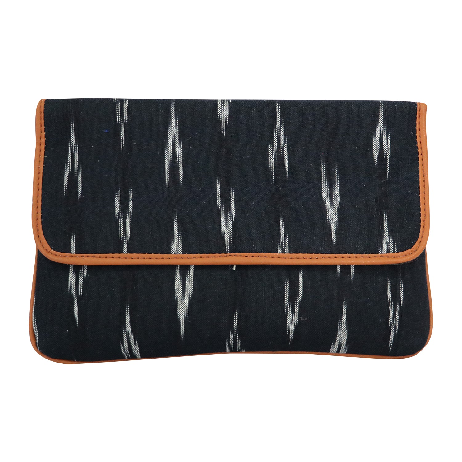 Women’s Woven Flap Clutch with Detachable Chain Strap - brown.
