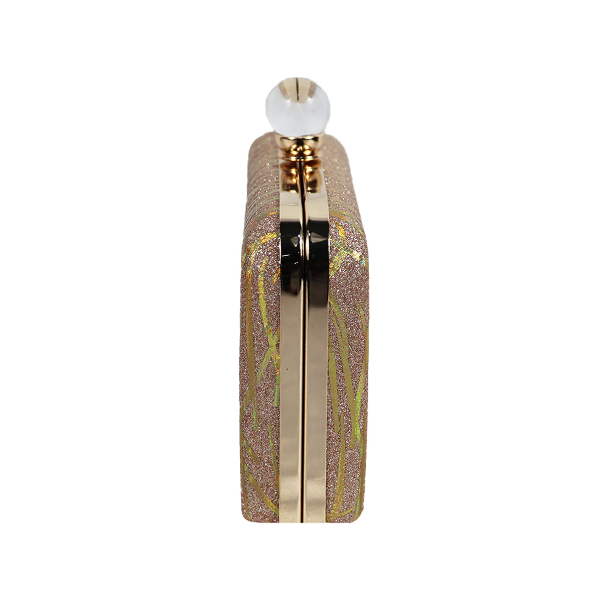 Women’s Rainbow Metallic Box Clutch with Gold Frame