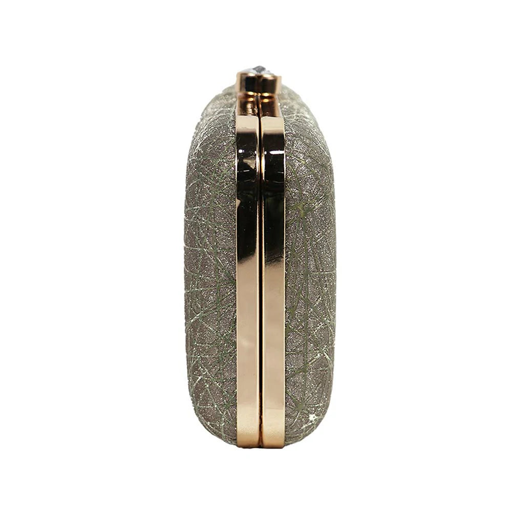 Women’s Rainbow Metallic Box Clutch with Gold Frame