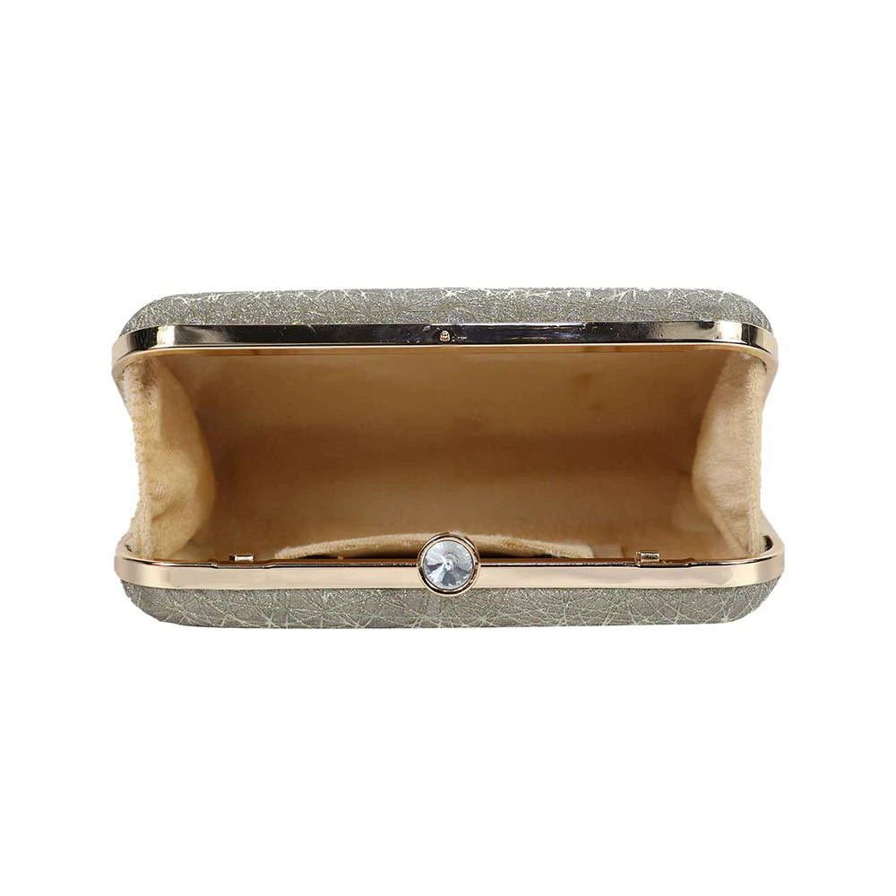 Women’s Rainbow Metallic Box Clutch with Gold Frame