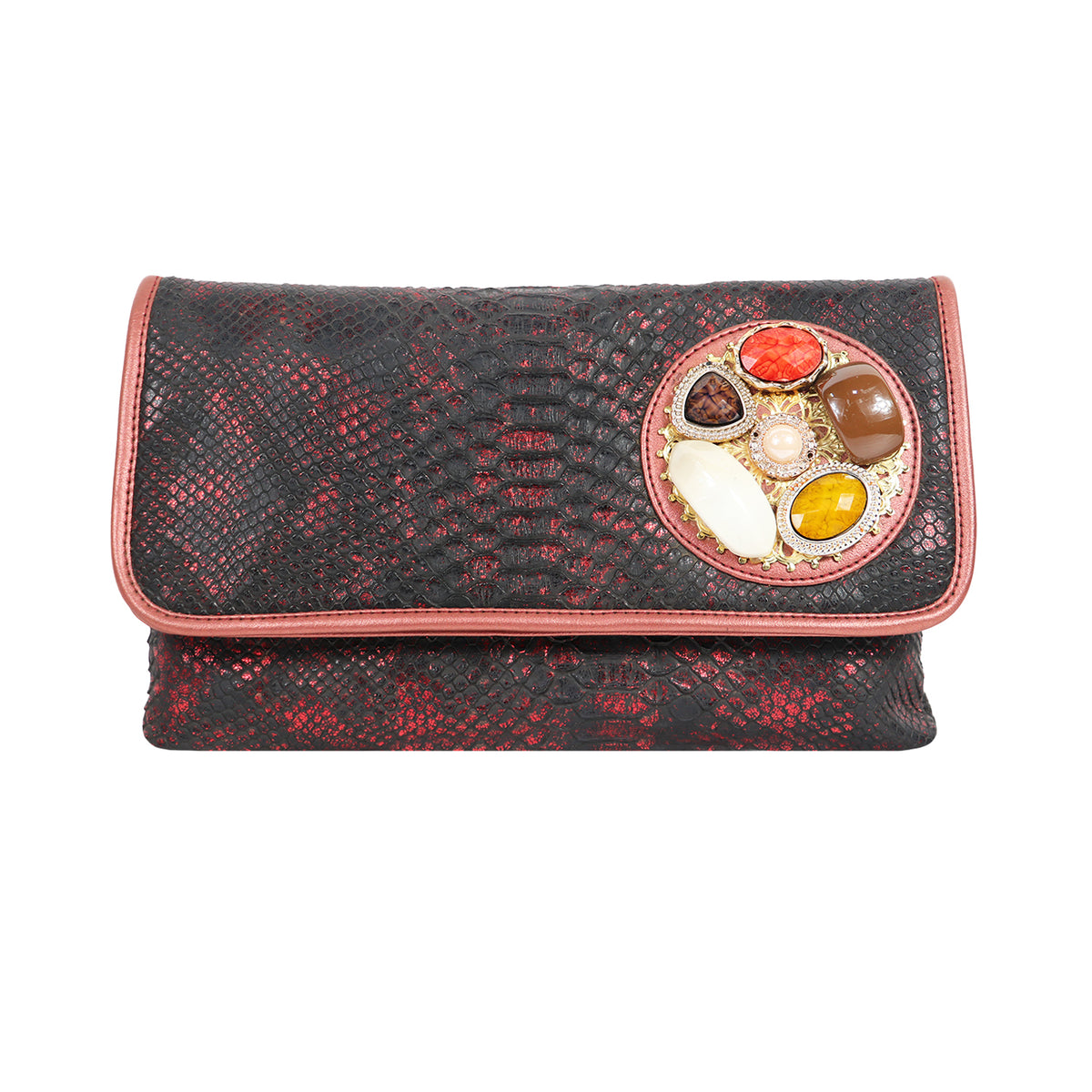 Women’s Woven Flap Clutch with Detachable Chain Strap
