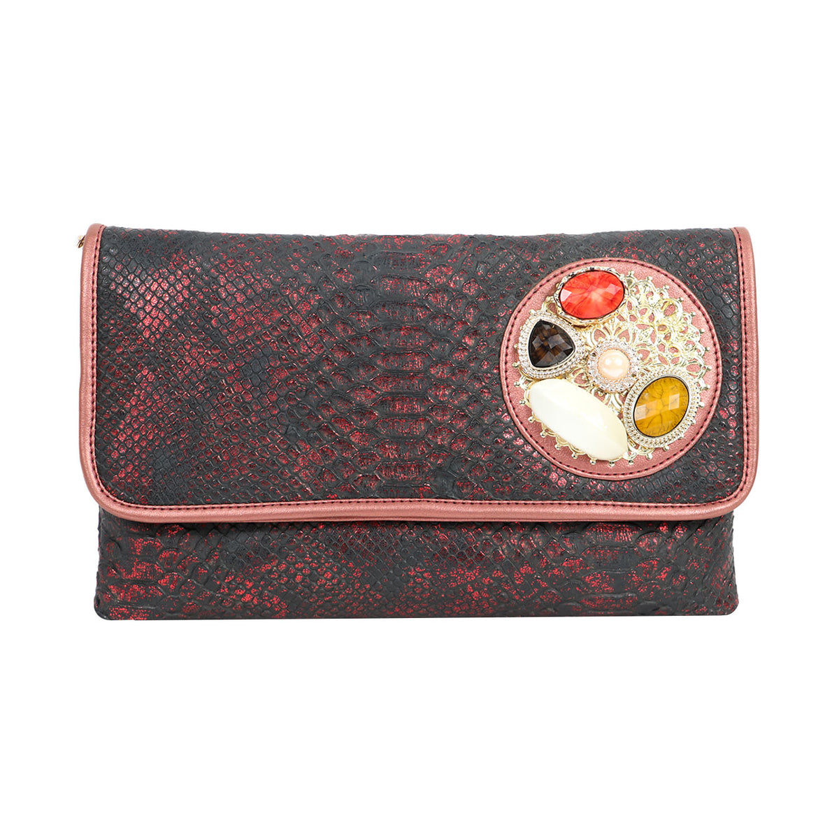 Women’s Woven Flap Clutch with Detachable Chain Strap
