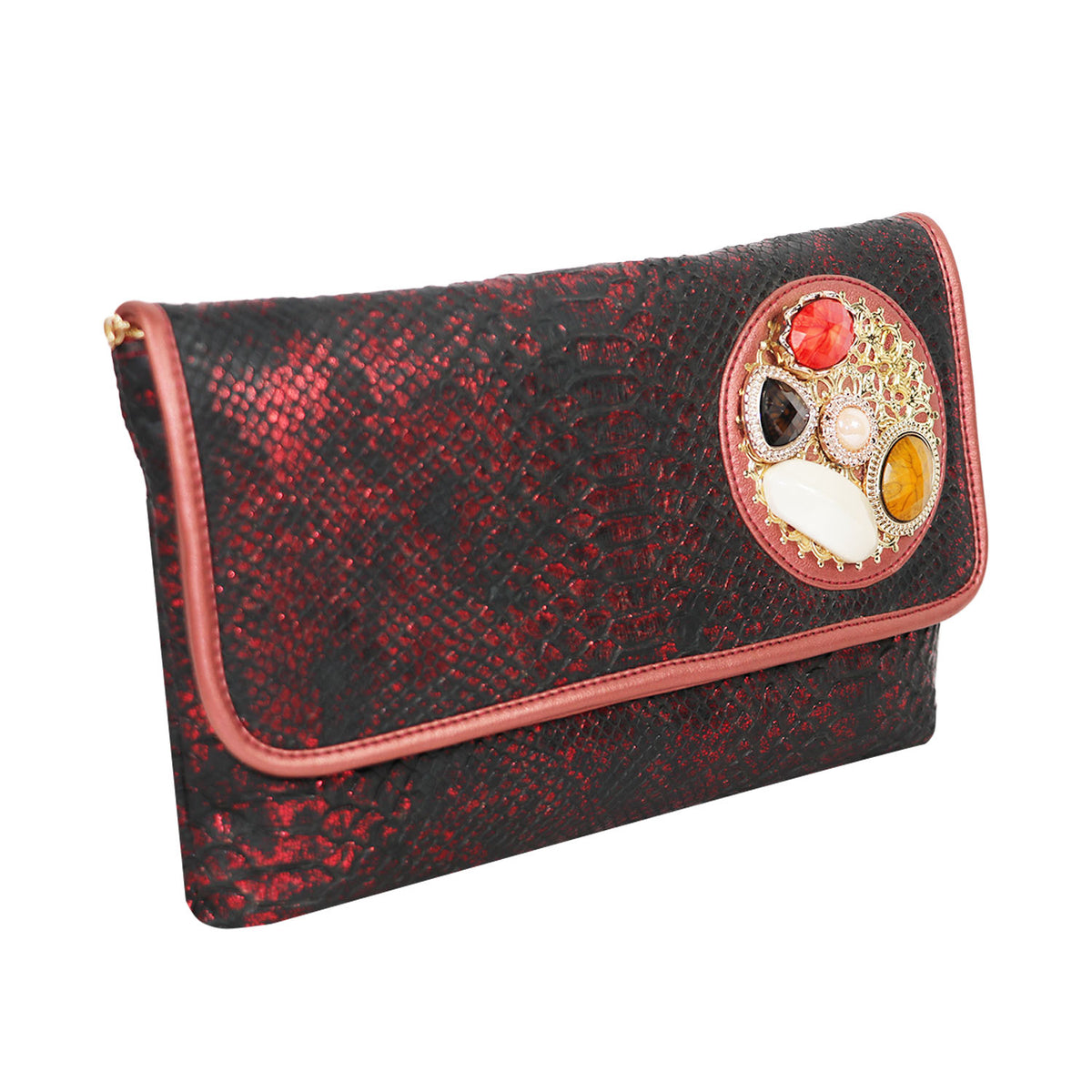 Women’s Woven Flap Clutch with Detachable Chain Strap