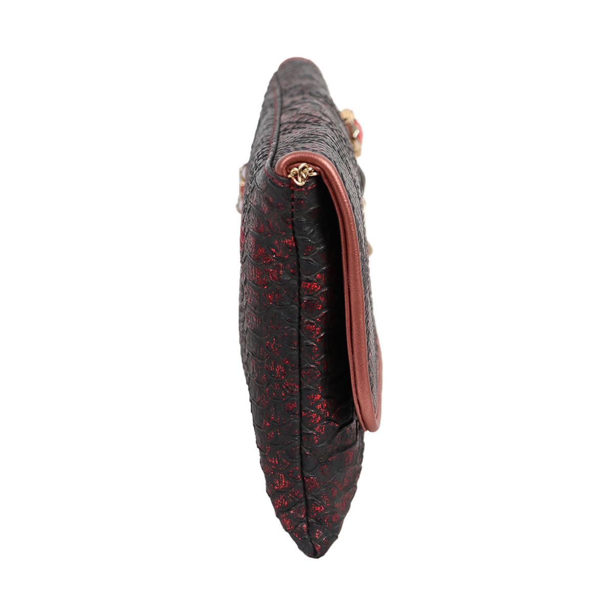 Women’s Woven Flap Clutch with Detachable Chain Strap