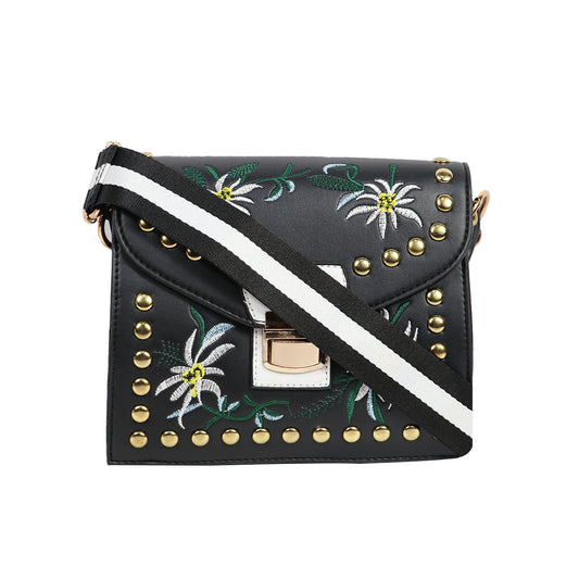Women’s Black Floral Embroidered