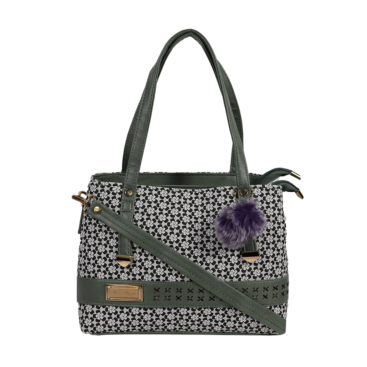 Women’s Floral Print Tote Handbag with Detachable Sling Strap