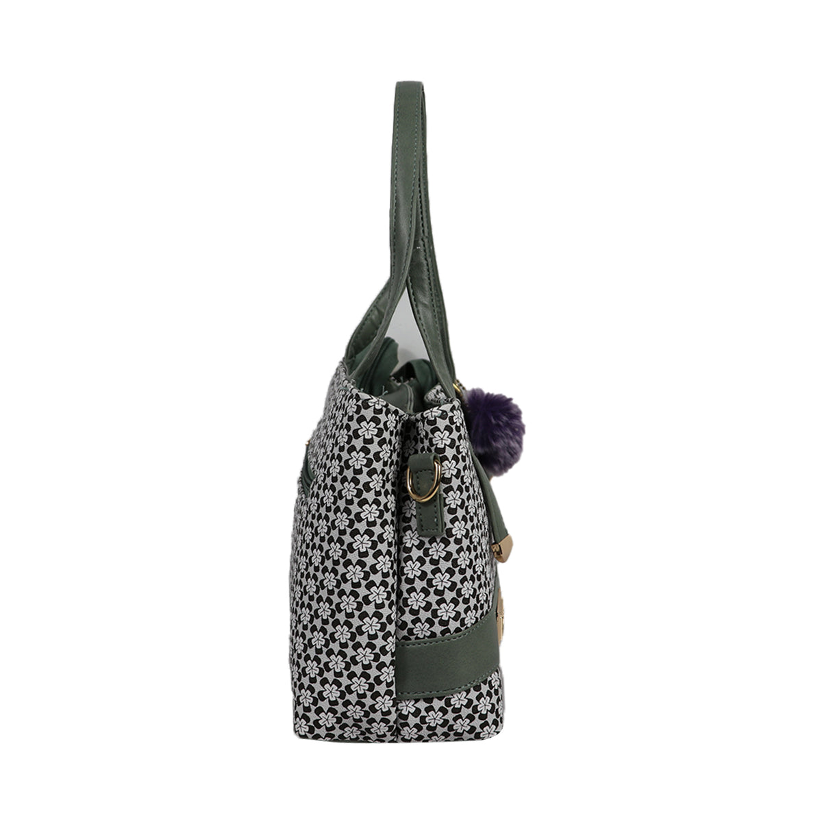 Women’s Floral Print Tote Handbag with Detachable Sling Strap