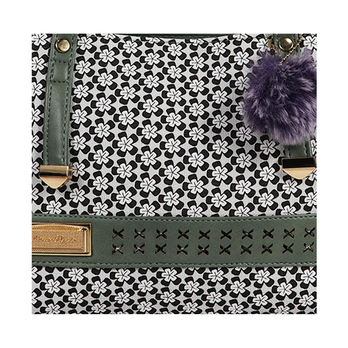 Women’s Floral Print Tote Handbag with Detachable Sling Strap