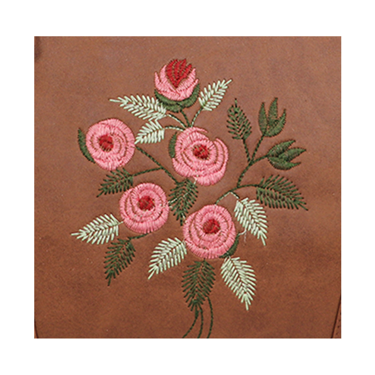 Women’s Brown Floral Embroidered Shoulder Tote Bag