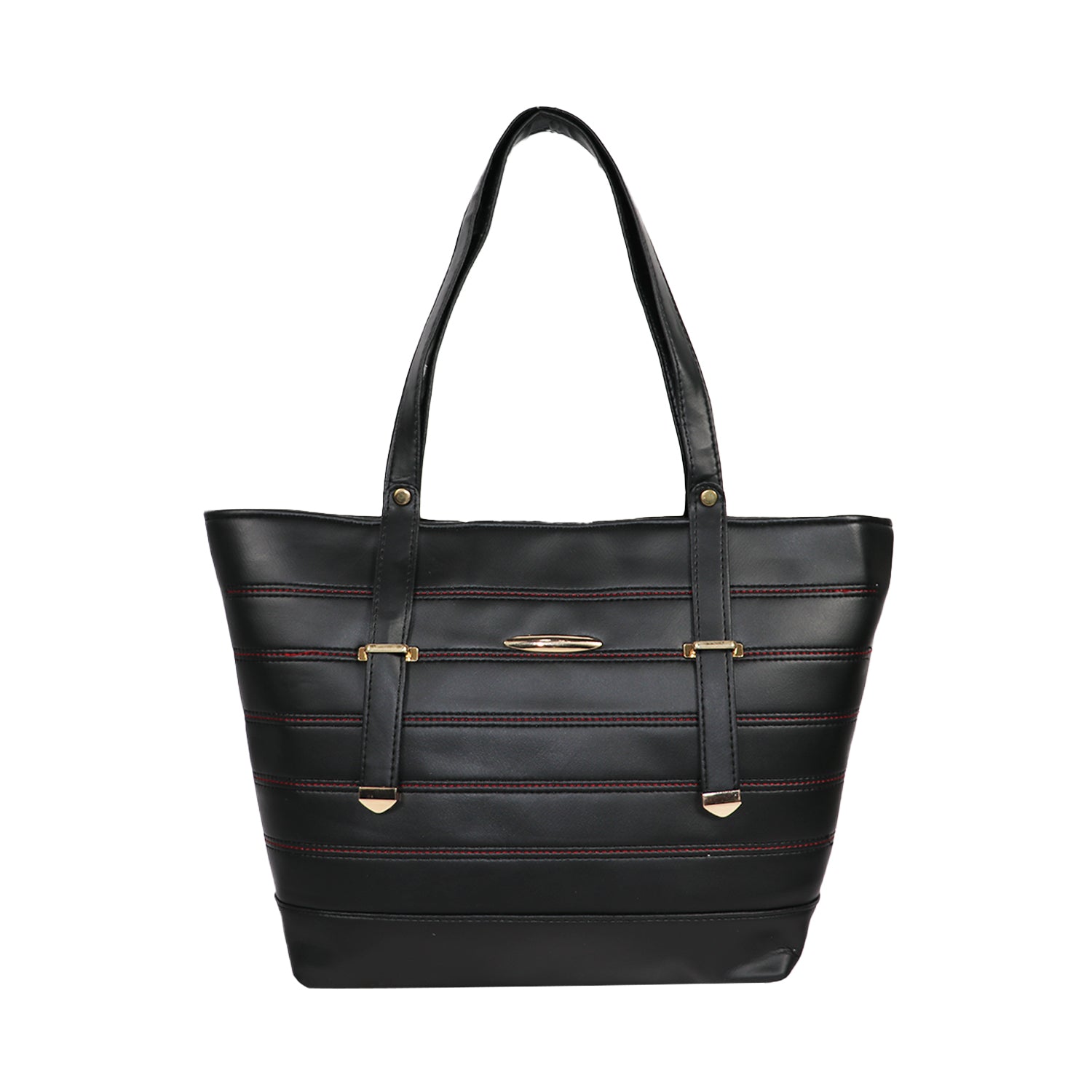 Women’s Brown Floral Embroidered Shoulder Tote Bag - black