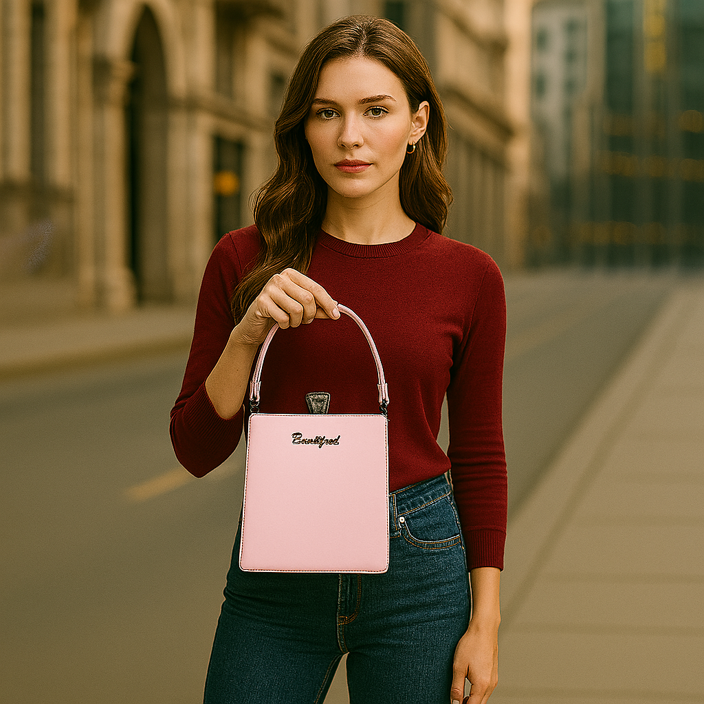 Metallic Box Clutch Handbag with Crown Lock