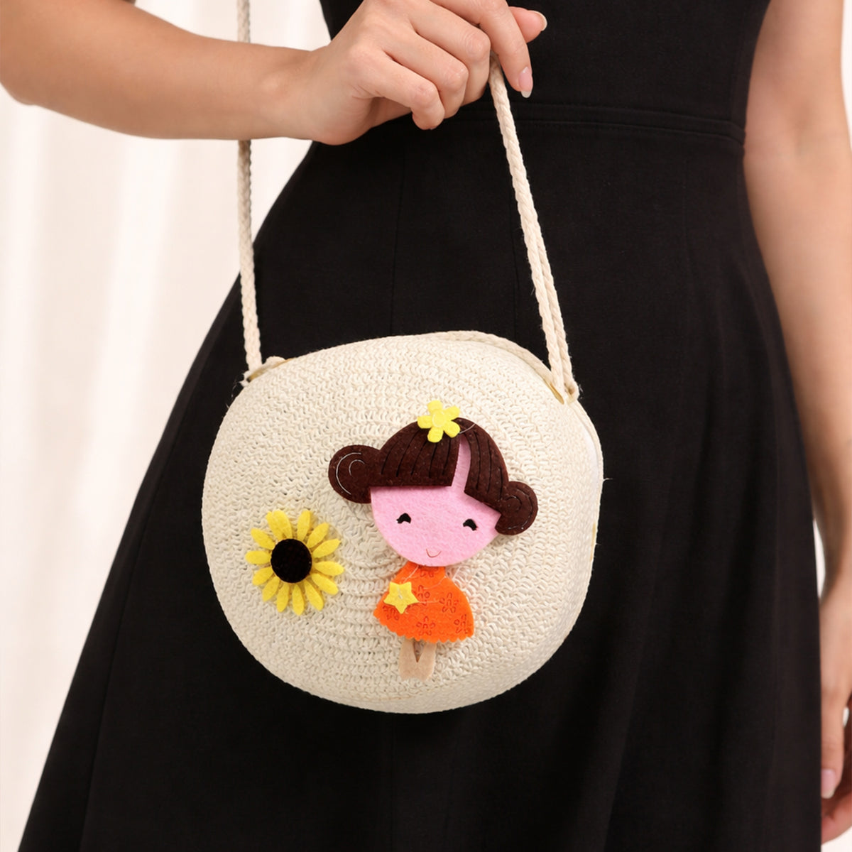 Girls Cute Cartoon Round Crossbody Sling Bag