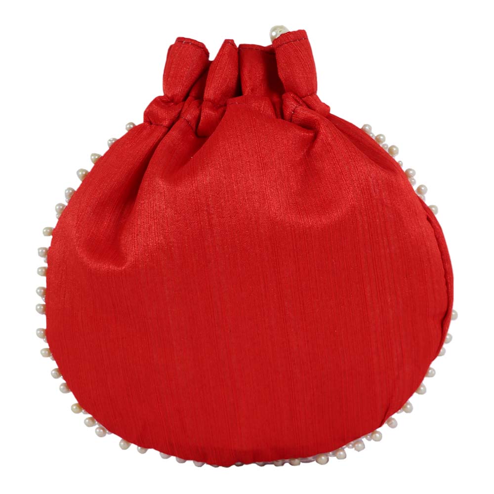 Regal Pearl-Embroidered Potli Bag