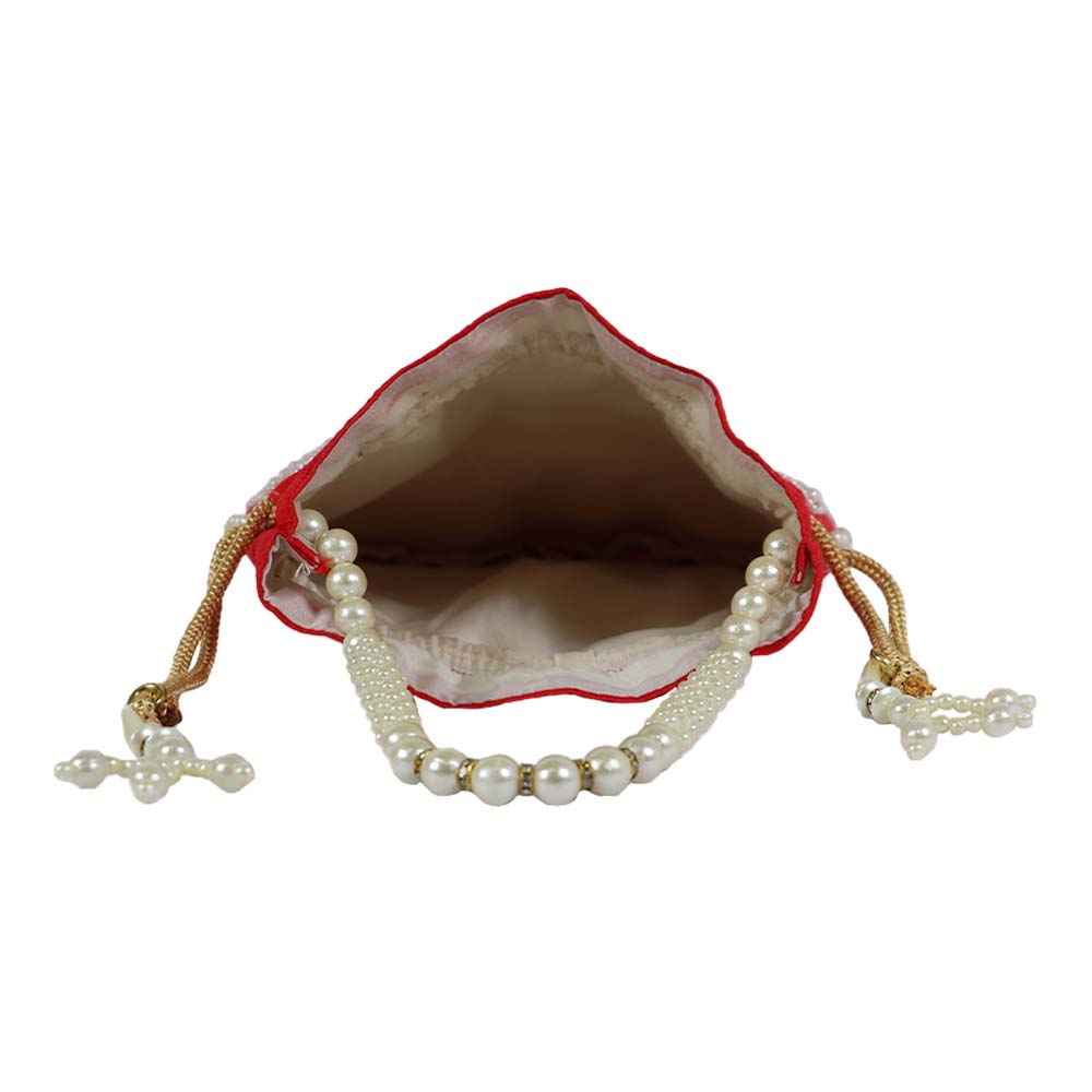 Regal Pearl-Embroidered Potli Bag