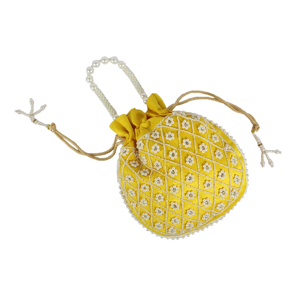 Regal Pearl-Embroidered Potli Bag