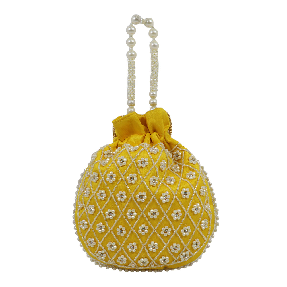 Regal Pearl-Embroidered Potli Bag